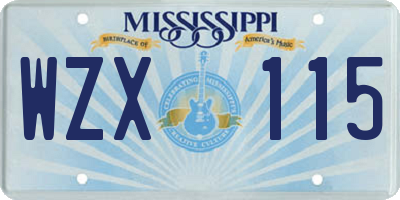 MS license plate WZX115