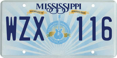 MS license plate WZX116