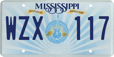 MS license plate WZX117