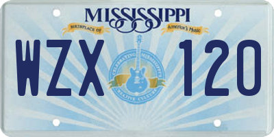 MS license plate WZX120