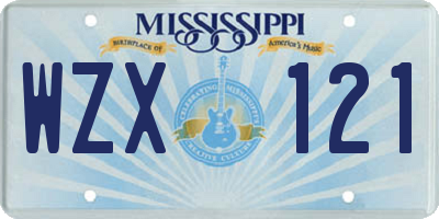MS license plate WZX121