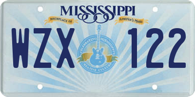 MS license plate WZX122