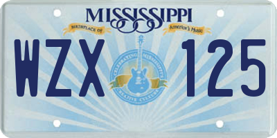 MS license plate WZX125