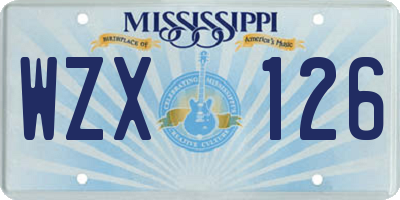 MS license plate WZX126