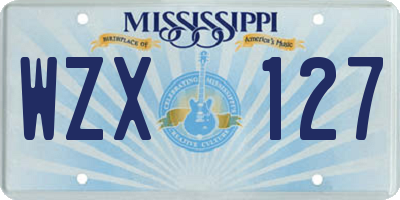MS license plate WZX127