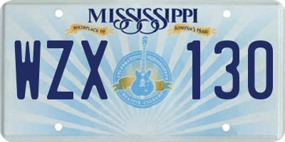 MS license plate WZX130