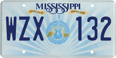 MS license plate WZX132