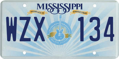 MS license plate WZX134