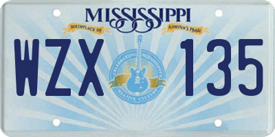 MS license plate WZX135
