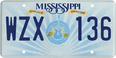 MS license plate WZX136