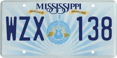 MS license plate WZX138