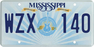 MS license plate WZX140