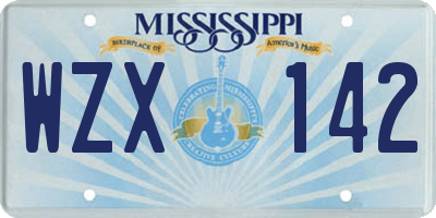MS license plate WZX142