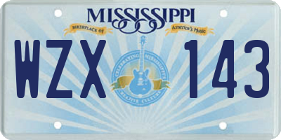 MS license plate WZX143