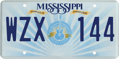 MS license plate WZX144