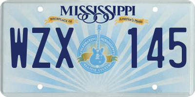 MS license plate WZX145