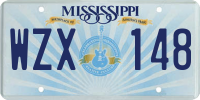 MS license plate WZX148