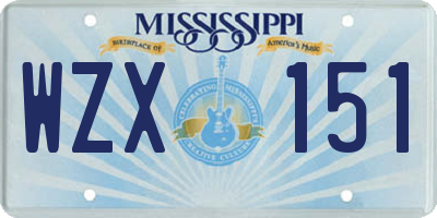 MS license plate WZX151