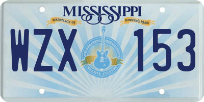 MS license plate WZX153