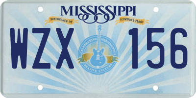 MS license plate WZX156
