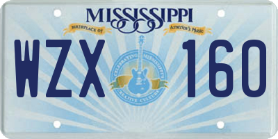 MS license plate WZX160