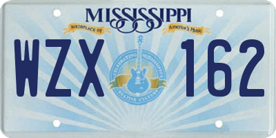 MS license plate WZX162