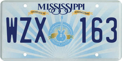 MS license plate WZX163