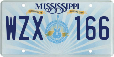MS license plate WZX166