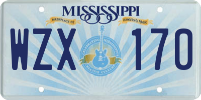 MS license plate WZX170