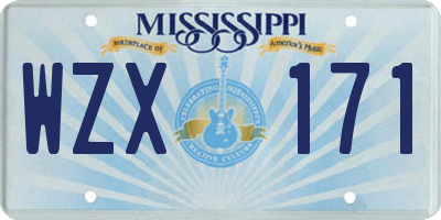 MS license plate WZX171