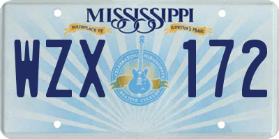 MS license plate WZX172