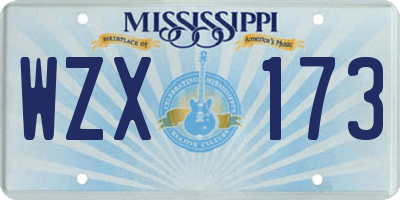 MS license plate WZX173