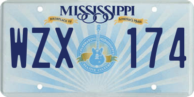 MS license plate WZX174