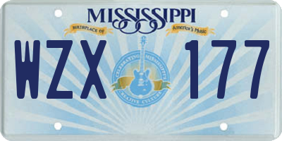 MS license plate WZX177