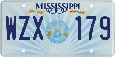 MS license plate WZX179