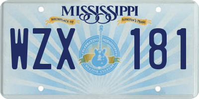 MS license plate WZX181