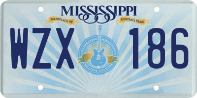 MS license plate WZX186