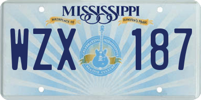 MS license plate WZX187