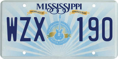 MS license plate WZX190