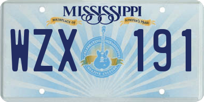 MS license plate WZX191