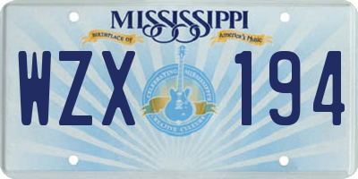 MS license plate WZX194