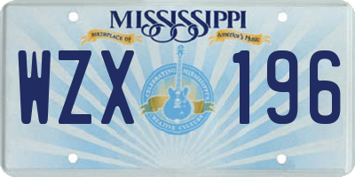 MS license plate WZX196