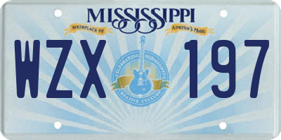 MS license plate WZX197