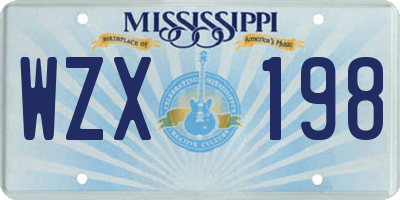 MS license plate WZX198