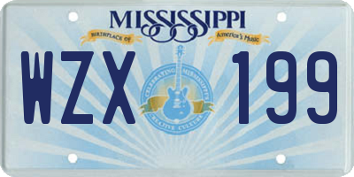 MS license plate WZX199