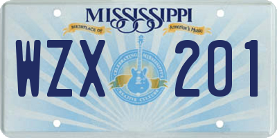 MS license plate WZX201