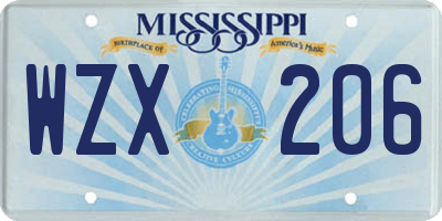 MS license plate WZX206