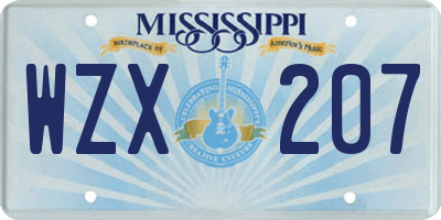 MS license plate WZX207