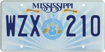 MS license plate WZX210