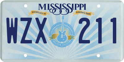 MS license plate WZX211